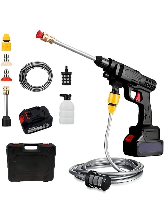 مسدس ضغط مياه لاسلكية تعمل بالضغط لرش ماء بضغط 30 بار بطارية ليثيوم 48 فولت تدوم لمدة 60 دقيقة مع شحن كامل غسالة سيارة محمولة عالية الضغط لتنظيف السيارة/السياج/الجدران/السطح - Image 4